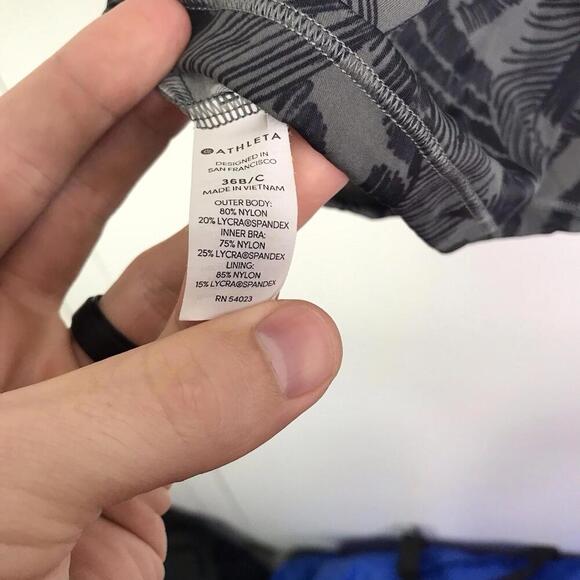 Athleta Swim Top Womens 38B C Padded Cup Tankini Strappy Back Tropical Dark - Picture 7 of 7